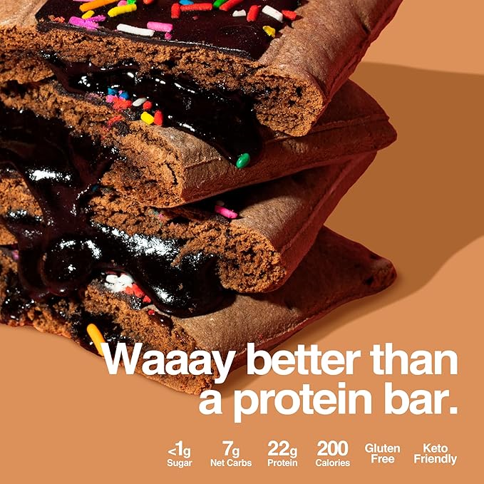 Legendary Foods 22g Protein Pastry+ Double Chocolate, Low Carb Meal Replacement Bar, Low Glycemic, Gluten Free Protien Snacks, Healthy Keto Snack, 8 Zero Sugar Energy Bars, Bariatric Diabetic Friendly