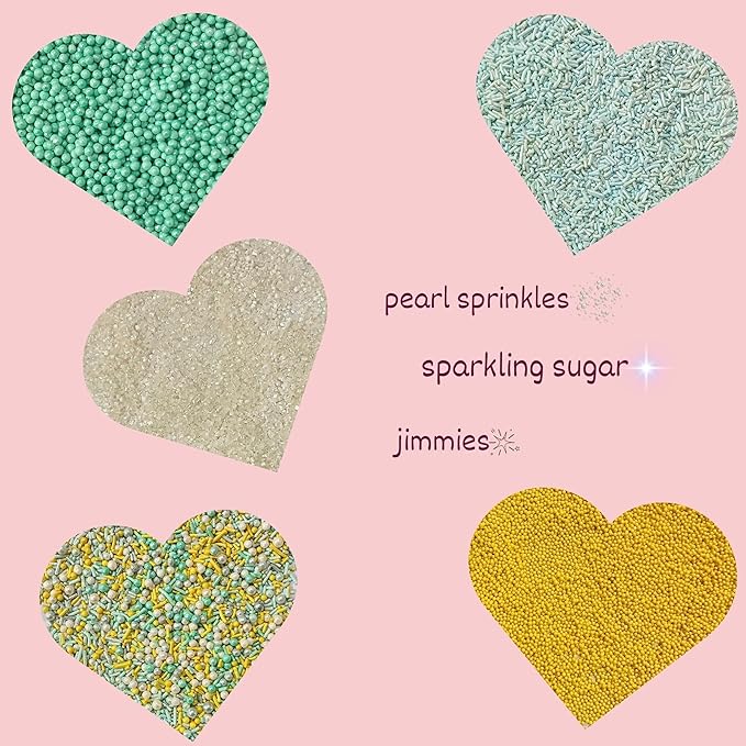 Confect Cake Sprinkles Mix Pack of 5 ??Sky Blue, Yellow & White ??Pearl Dragees, Jimmies, Sparkling Sugar ??Baking Decorations for Cakes, Cupcakes, Cookies & Desserts- Vegan, Gluten-Free, Nut-Free, Soy-Free, Dairy-Free, Palm Oil-Free- 5 Oz
