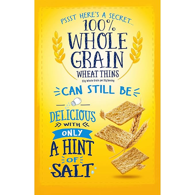 Wheat Thins Hint of Salt Low Sodium Whole Grain Wheat Crackers, 6-8.5 oz Boxes (Pack of 2)