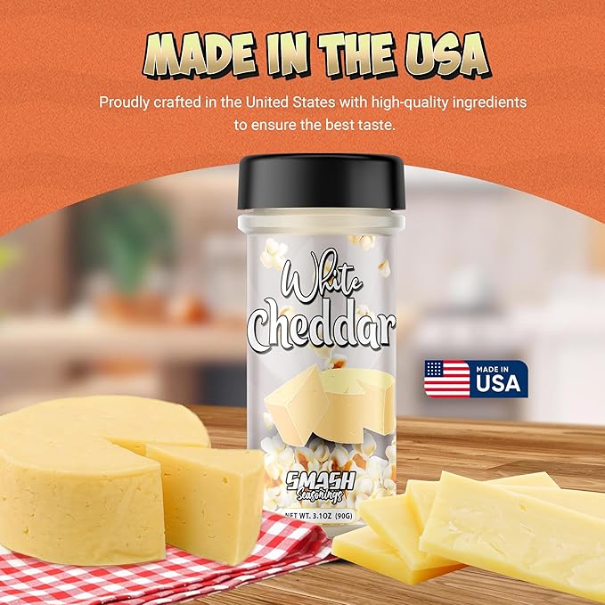 White Cheddar Cheese Powder ??Premium Cheesy Popcorn Seasoning ??2 Pack Gourmet Sprinkle Topping for Popcorn, Chips, Pasta, Fries, Pretzels, Sauces, Snacks, Meals, Parties ??Bold Sharp Flavor