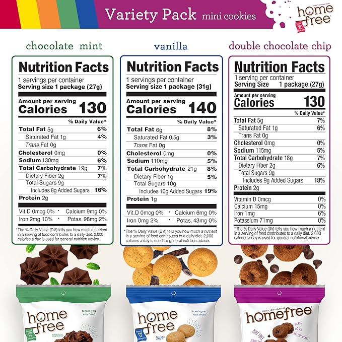 Homefree Mini Cookies Variety Pack, Gluten Free, Nut Free, Vegan, Cookie Snack Packs, School Safe and Allergy Friendly Snack (Pack of 10)
