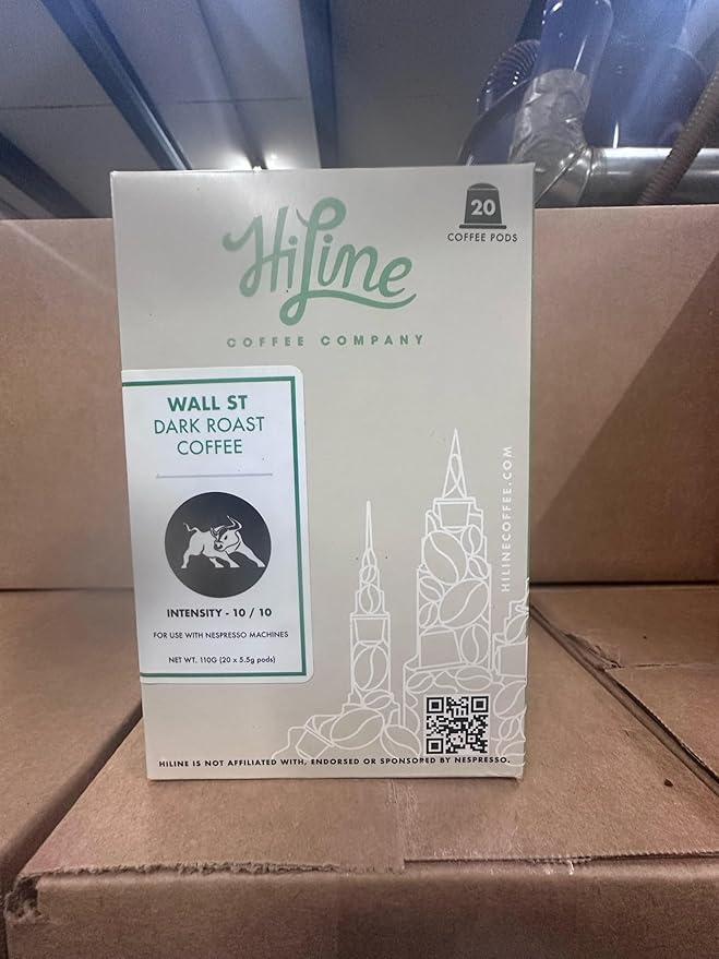 HiLine Espresso Coffee Pods, Dark Roast Coffee, 20 Count (Pack of 1), Single Cup Espresso Capsules, Compatible with Nespresso Original Brewers
