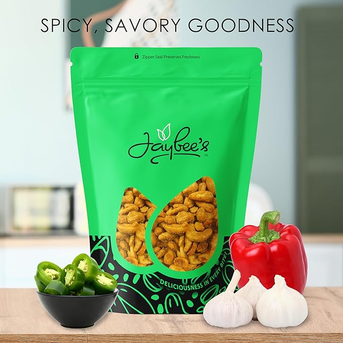 Hot & Spicy Chipotle Flavored Cashews 24 oz Resealable Pouch | Bold & Crunchy Snack | Gourmet Seasoned Nuts | Perfect for Parties & Gifting | Jaybee's Nuts