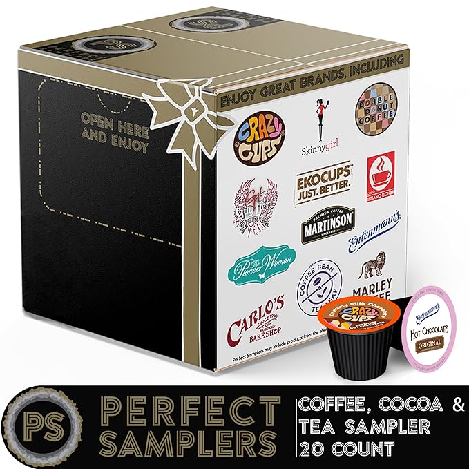 Perfect Samplers Coffee/Tea/Cider/Cappuccino and Hot Chocolate Single Serve Cups For Keurig K cup Brewers, Premium Mix, 20 Count