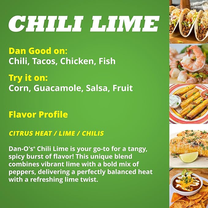 Dan-O's Small Chili Lime Seasoning- 3 pack (3.3 oz), Original (3.5 oz), Crunchy (3.5 oz)