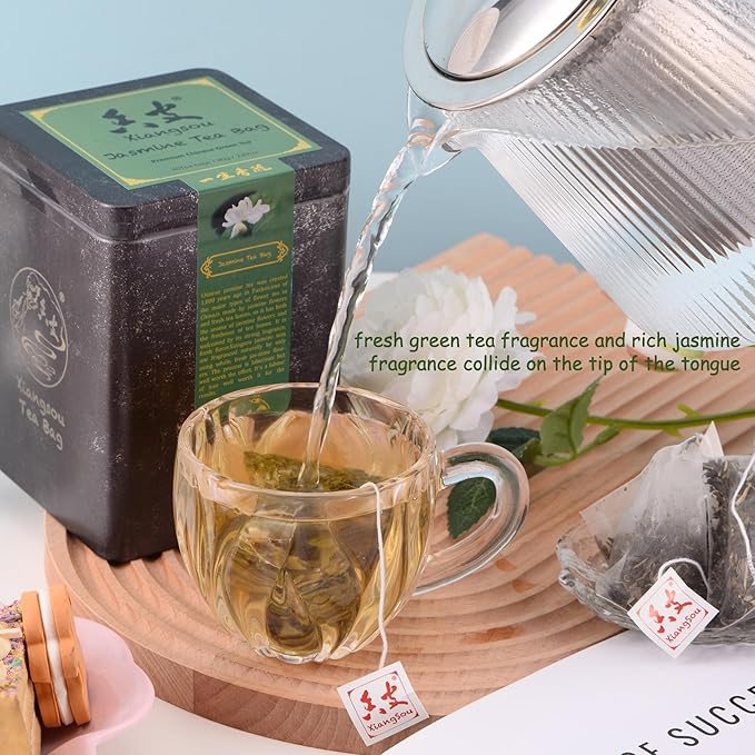 Xiangsou Jasmine Tea,Premium Chinese Green Tea From Fuzhou with 40 Tea Bags,Strong Flower Fragrance Chinese Tea With a Mellow Taste
