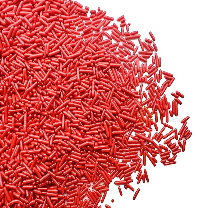 SE Si&Moos Red Sprinkles Edible Red Jimmies Soft Jimmy Sprinkles Halloween Cake Decorations Christmas Cookie Decorations for Cake Decorating, Ice Cream Toppings & Baking 2.75 OZ