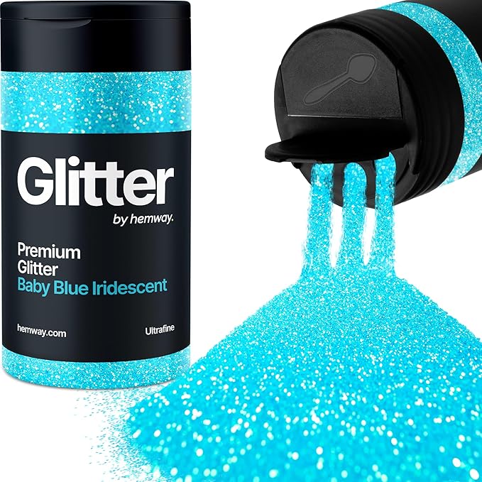 Hemway Premium Glitter Shaker - Baby Blue Iridescent | 130g Ultrafine Metallic Flake Sequins for Resin & Epoxy Crafts | Craft Supplies for Tumblers, Festival, Art