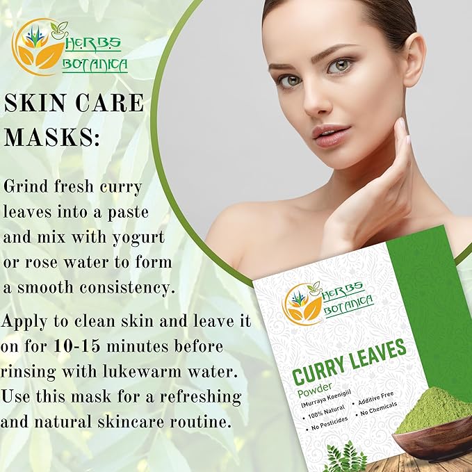 Curry Leaf Powder 100% Natural Grown Dried 5.3 oz | Promotes Hair Growth Formulation | Strong Hair | Hair Volume | Thicker Hair No Chemical by Herbs Botanica