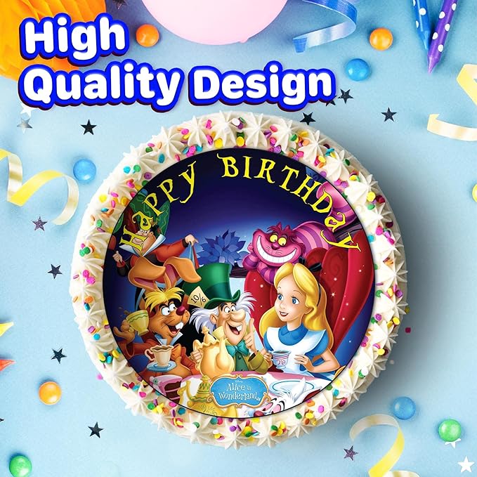 7.5 Inch Edible Cake Toppers ?밯onderland Themed Birthday Party Collection of Edible Cake Decorations