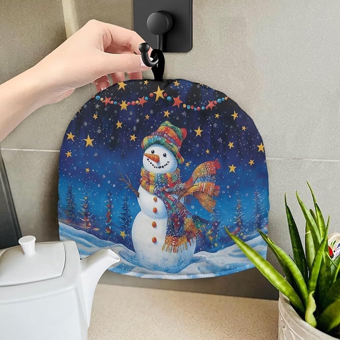 Christmas Snowman Teapot Insulation Cover Small Tea Pot Cover for Keeping Warm Teapot Dust Protector for Kitchen Accessories British Teapot Covers for Gifts Tea Cozies Covers