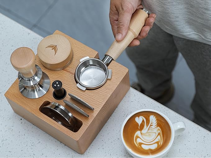 Espresso Tamping Station 54mm for Breville Accessories ??Portafilter Holder with Tamper, Distributor, Dosing Funnel, WDT Tool & Puck Screen Slots