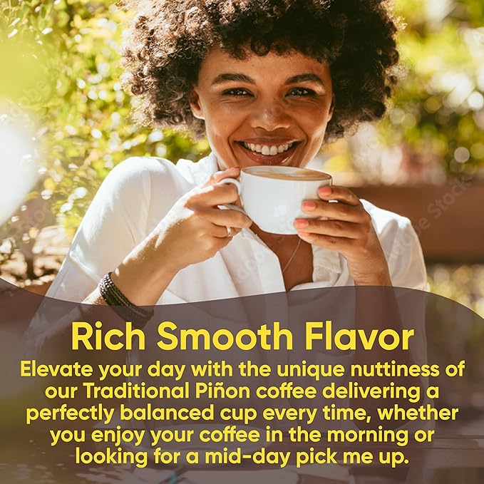 New Mexico Piñon Naturally Flavored Coffee K Cups Traditional Piñon Capsules - Nutty & Smooth Medium Roast 100% Arabica Single Serve Recyclable K-Cup Coffee Pods - 32 Count