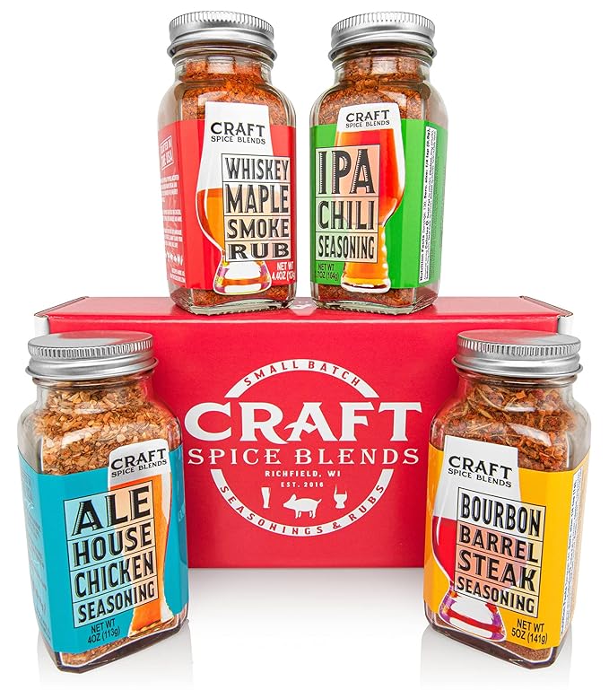 Craft Spice Blends Grilling Seasoning & Rub 4-Pack Gift Set - Top Shelf Spices Raising the Bar on Flavor - Spice Blends for Smoker, BBQ, Grill and More - Father's Day, Birthday, Anniversary - All Natural, Crafted in the USA