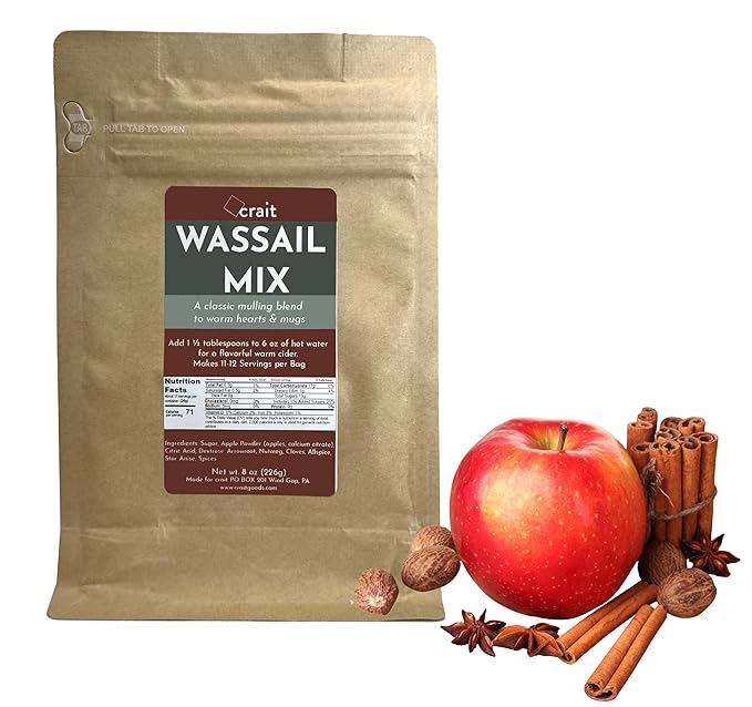Classic Wassail Drink Mix, Christmas Wassail Spiced Cider Mix, Winter Apple Cider Mulling Blend Drink, Instant Mulling Spice 8 Ounce