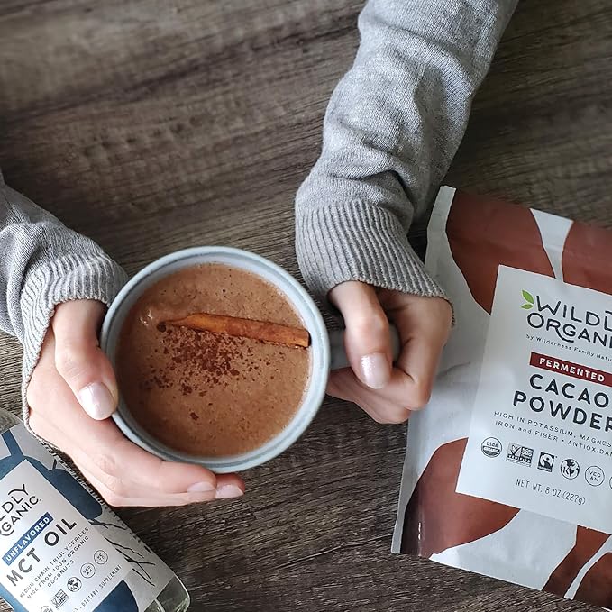 Wildly Organic Fermented Cacao Powder 8 Oz Bag - Organic, Non-Alkalized, Minimally Processed, Raw, Fair Trade, Non-GMO, Kosher, Vegan, Premium Rich Chocolate Flavor | Perfect for Skin, Smoothies, Yogurt, Oatmeal, Chocolate, Fudge, Baking, & Hot Cocoa