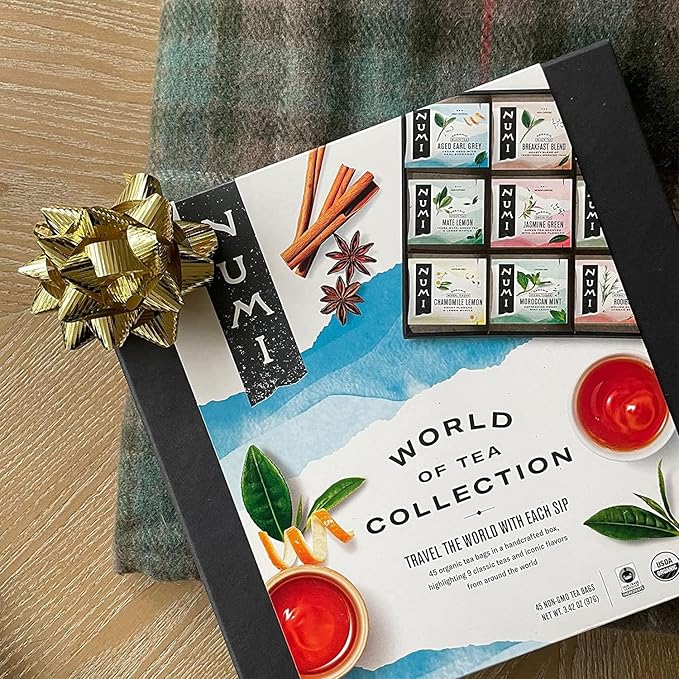 Numi Organic Tea World of Tea Gift Set, 45 Tea Bags, Fair Trade Black, Green, Mat챕, Rooibos & Herbal Tea Sampler