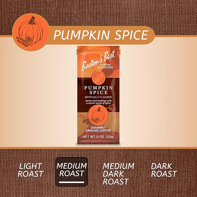 Boston???Best Gourmet Ground Coffee ??Pumpkin Spice Flavored Coffee ??Medium Roast ??11 oz