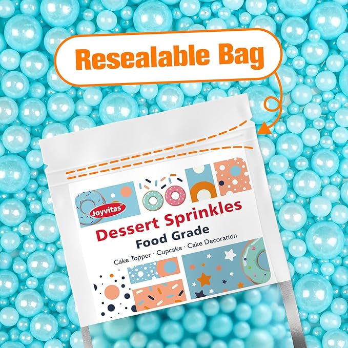 Blue Pearl Sprinkles for Cake Decorating, Edible Baking Candy, 150g/5.29oz Mix Size, Cake Topper Decorations, Cupcake, Ice cream for Kid's Birthday Christmas Party Valentine's Day