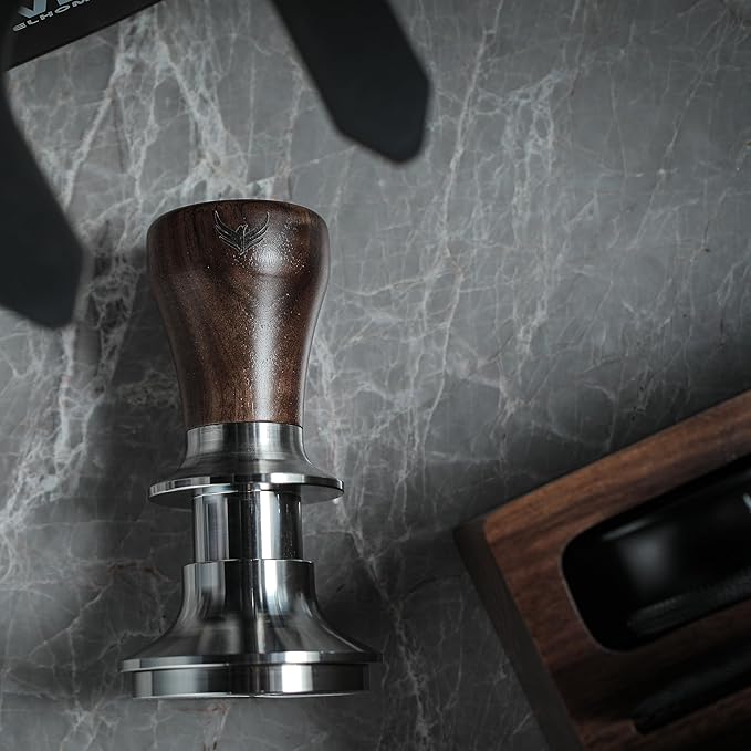 58mm Rocket Accessories Kit ??E61 Bottomless Portafilter, Espresso Tamper, Distributor, Tamping Station, Puck Screen & Funnel Premium Walnut Espresso Tools Barista Kit