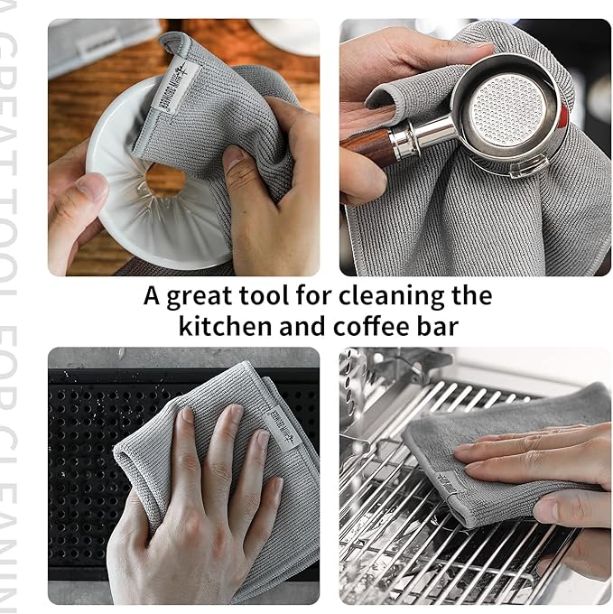 MHW-3BOMBER Barista Towels for Espresso 4Pack, 11" Microfiber Barista Cloth Espresso Cleaning Towel for Coffee Bar - Coffee Cleaning Accessories fit Espresso Machine|Steam Wand|Countertop CT5322