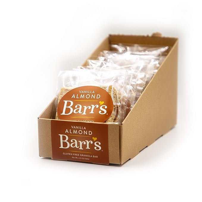 Mrs. Barr’s Natural Foods Granola Bars | Vanilla Almond | Certified Organic Gluten Free Oats | Soft Texture | Small Batch | Gourmet Quality | Real Ingredients | 2 Ounces (12 Pack)