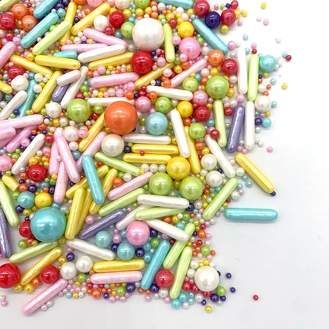 Rainbow Sprinkle Mix Pearl Sugar Candy Mix Size Baking Cake Decorations Cupcake Toppers Cookie Decorating Ice Cream Celebrations Shaker Jar Wedding Shower Party (130g/4.58oz竊?"<div>