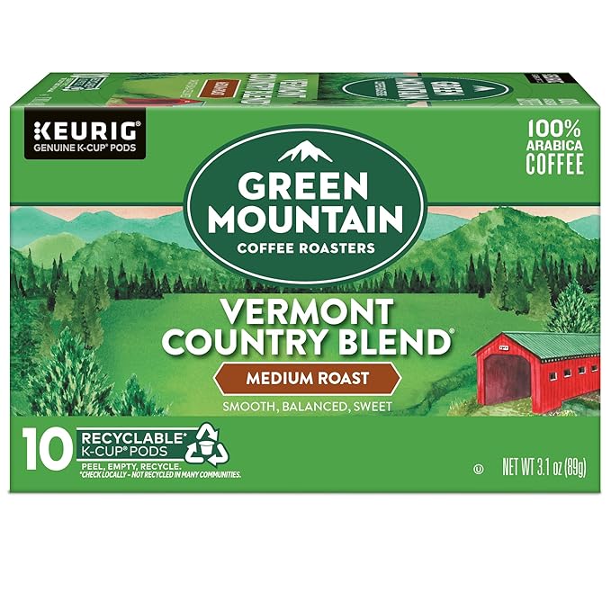 Green Mountain Coffee Roasters Vermont Country Blend Keurig Single-Serve K-Cup Pods, Medium Roast Coffee, 60 Count (6 Packs of 10)