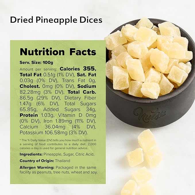 NUTS U.S. – Dried Pineapple Dices | No Added Colors and No Artificial Flavors | NON- GMO | Packed In Resealable Bags!!! (4 LBS)
