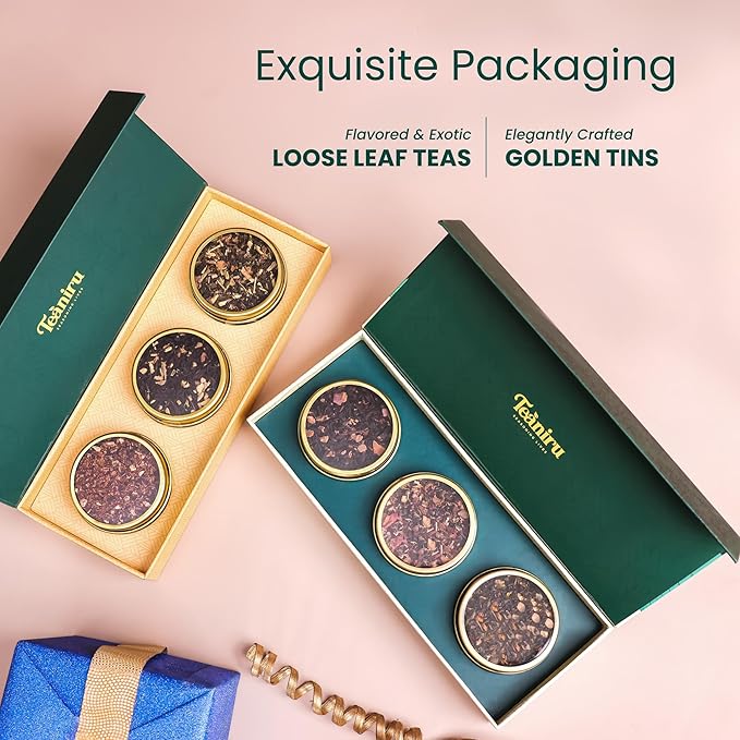 Teaniru, Gourmet Tea Collection – Pack of 10 | 6 Flavored Loose Leaf Tea Set | Gourmet Tea Gift Sets | Corporate Gifting & Bulk Gifts