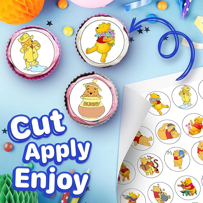 30 x Edible Cupcake Toppers ??Honey Bear Inspired Collection of Edible Cake Decorations | Uncut Edible on Wafer Sheet