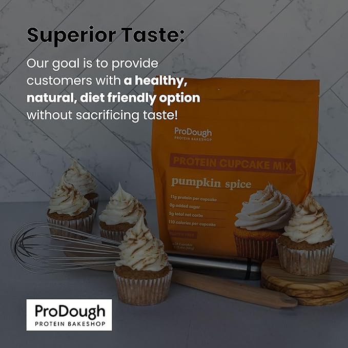 ProDough High Protein- Gluten Free Cupcake Mix, Low Carb, 13g of Protein per Cupcake, No Added Sugars, Keto Friendly, Makes 12, Healthy Dessert (Cinnamon Swirl)