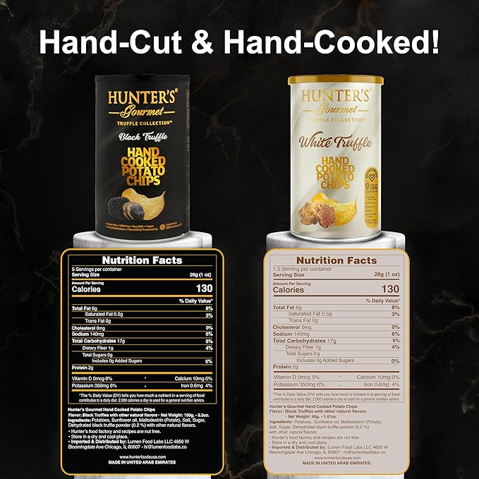 Hunter's Gourmet Truffle Chips | No Cholesterol | Preservatives-Free | No Artificial Colors | Hand-Cooked | Vegan Truffle Lover | Made in a Nut-Free Facility | Great for Special Occasions | Pack of 8