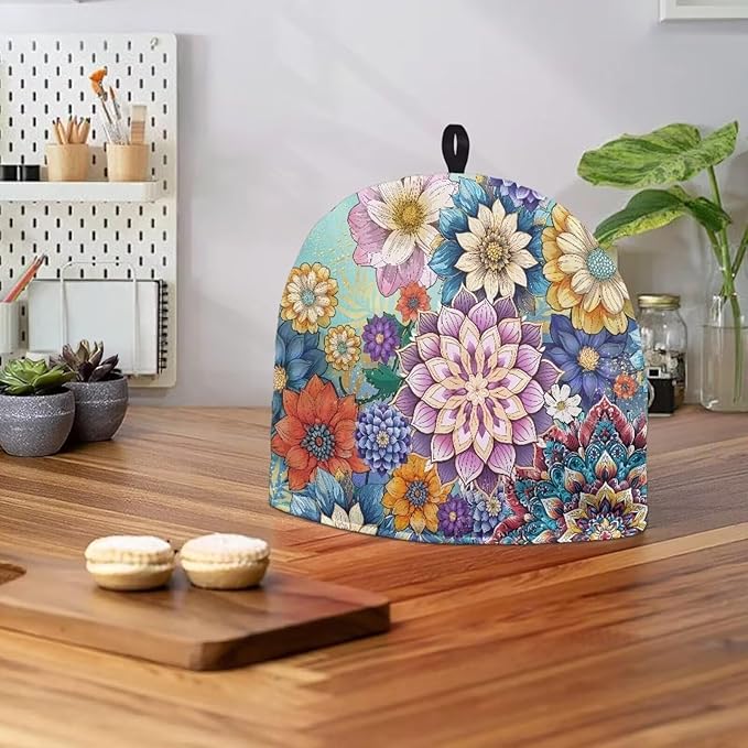 Mandala Flower Tea Cozy Keep Warm Teapot Insulation Cover Bohemia Tea Cosy for Teapot Boho Home Kitchen Decorative