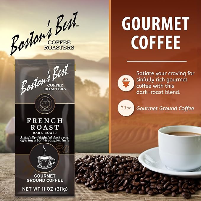 Boston???Best Coffee - Rich & Bold French Roast Gourmet Coffee, Delicious Dark Roast Premium Ground Coffee, 11 oz. / 311 g Bag