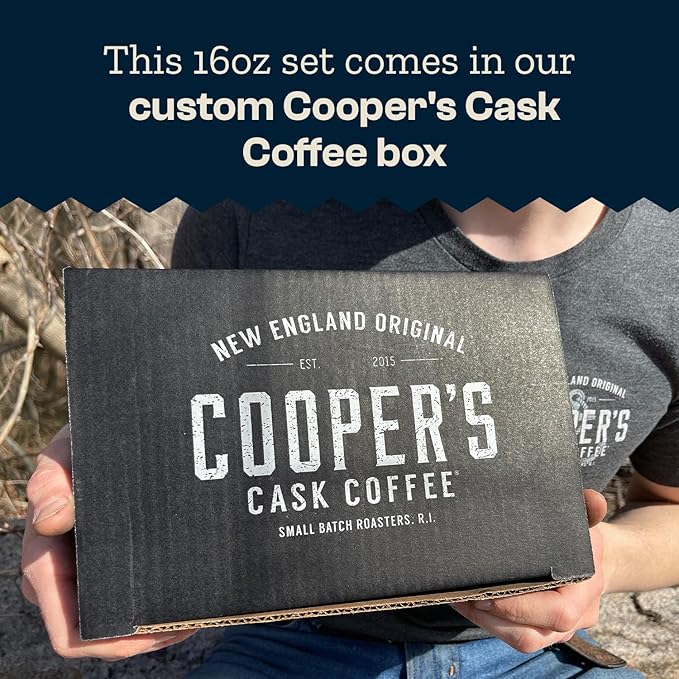 Bourbon & Whiskey Barrel Aged Coffee Box Set - 4-Bag Roasted Coffee Sampler - Bourbon Colombian, Malt Whiskey Sumatra, Rye Whiskey Ethiopian, Rum Barrel Rwanda, (Ground, 4 Ounce (Pack of 4))