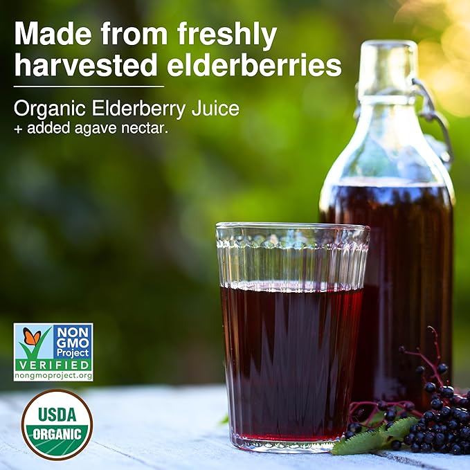Biotta Organic Elderberry Juice - Naturally Sweetened Fruit Juice For Optimal Immune Support Function - With Immunity Boosting Elderberries - Good Source of Potassium (16.9 Fl Oz, Pk of 6)