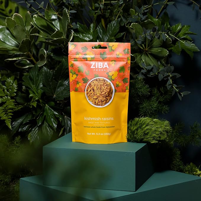 Ziba Foods Kishmish Raisins | Non-GMO, Vegan, Whole 30 Friendly & Paleo | Superfood Dry Fruit Raisins No Sugar Added & Naturally High in Fiber, Iron and Immune Boosting Antioxidants, 5.3 oz