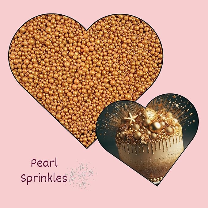 Confect Gold Edible Cake Sprinkles ??Confect Love Metallic Disco Balls for Cake & Cupcake Decorating ??Shiny Gold Sugar Pearls for Baking, Desserts, Cookies | Vegan, Gluten-Free, Nut-Free, Soy-Free, Dairy-Free, Palm Oil-Free??4.2 Oz