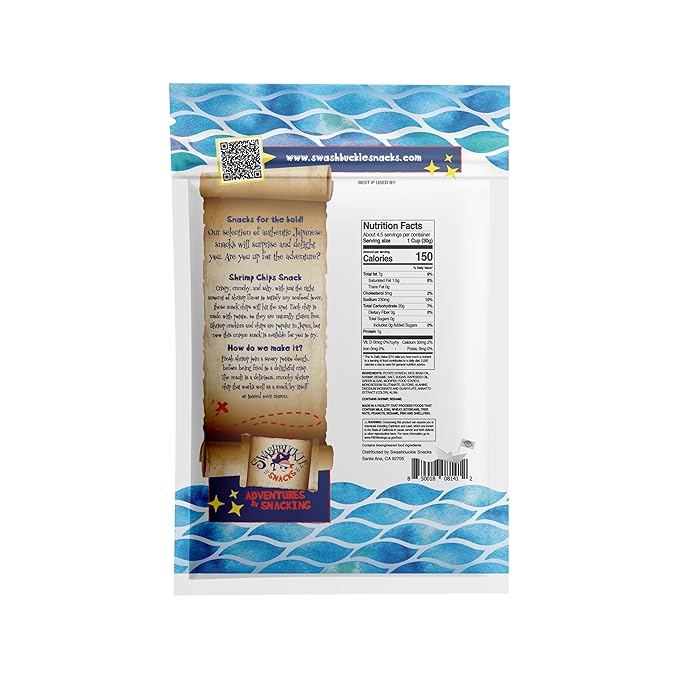 Shrimp Chips Snack, Ebi Senbei 4.59oz (130g), Authentic Japanese Snack by Swashbuckle Snacks, Made in Japan, Otsumami