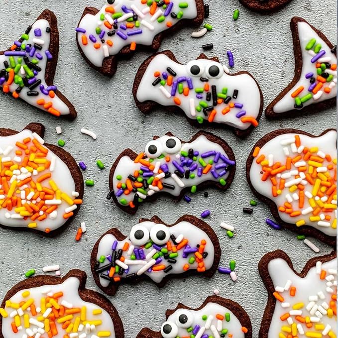 Halloween Sprinkles 4 Cell Edible Candy Eyeball Mix Orange Black Purple Green Sprinkle Jimmies Nonpareils Perfect for Cake Decorations Baking Ice Cream Cookies Cupcake Topper 6.5OZ