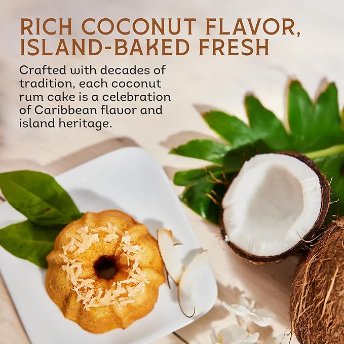 TORTUGA Caribbean Coconut Rum Cake - 32 oz Rum Cake - The Perfect Premium Gourmet Gift for Gift Baskets, Parties, Holidays, and Birthdays