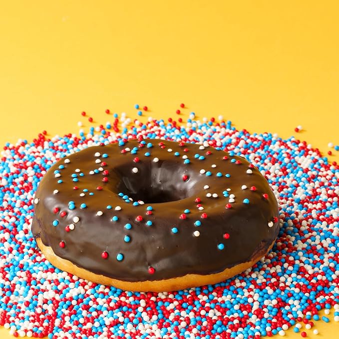 Red White and Blue Nonpareils Sprinkles, Sujoygar 4oz Edible Patriotic Sprinkles for Ice Cream Toppings Cake Cupcakes Chocolate Baking Cookies Desserts Decoration, 4th of July Independence Memorial Food Supplies