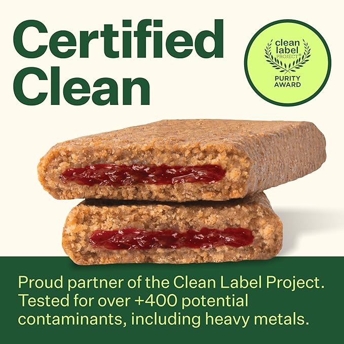 Yumi Organic Toddler Snacks Bars - Gluten-Free, No Added Sugar, 7+ Vegetables, Soft-Baked Crust, Yumi Bars Healthy Toddler Organic Snacks - School Safe and for Lunch Boxes, Strawberry & Rhubarb (30ct.)