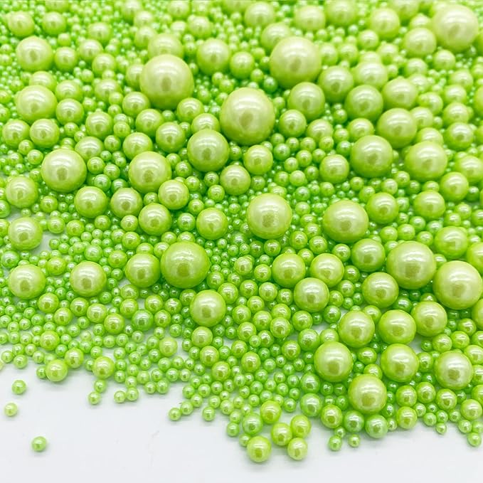 Weraru Edible Green Pearl Sugar Sprinkles Candy Mixing Size Baking Edible Cake Decorations Cupcake Toppers Cookie Decorating Celebrations Wedding Shower Party Chirstmas Supplies 130g/ 4.58oz