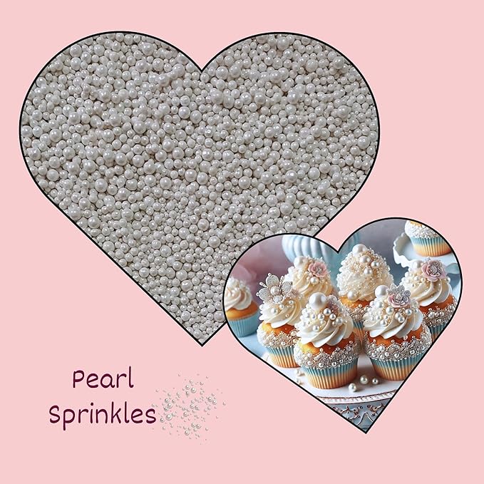 Confect Pearl White Cake Sprinkles ??Confect Love Disco Balls Mashup Edible Sprinkles for Cupcakes, Cakes & Cookies ??Elegant White Sugar Pearls & Decorative Toppings | Vegan, Gluten-Free, Nut-Free, Soy-Free, Dairy-Free, Palm Oil-Free- 4.2 Oz