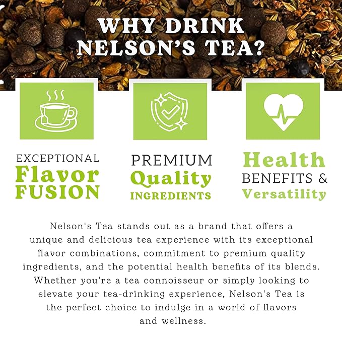 Nelson's Tea A&J's Root Beer - Sarsaparilla Root Herbal Loose Leaf Tea - A Harmonious Blend of Flavorful Ingredients like Sarsaparilla, Burdock Root, Birch Bark, and More! (2 oz)