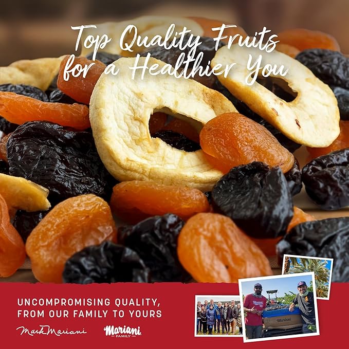 Mariani Mixed Fruit - 30oz Bulk Bag, Dried Fruit Mix No Sugar Added - Pears, Plums, Peaches, Apricots, Apples - American Made Quality Dried Fruit Snacks,Perfect for Trail Mix, Salads, Yogurt, Dessert