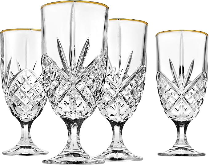 Godinger Iced Beverage Glasses, Gold Banded - Dublin Crystal, Set of 4