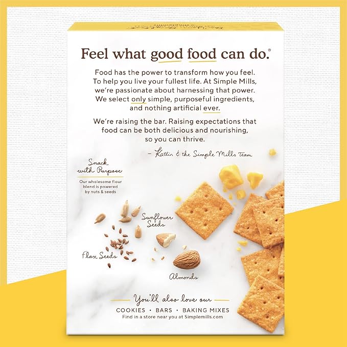 Simple Mills Almond Flour Crackers, Farmhouse Cheddar - Gluten Free, Healthy Snacks, 4.25 Ounce (Pack of 3)